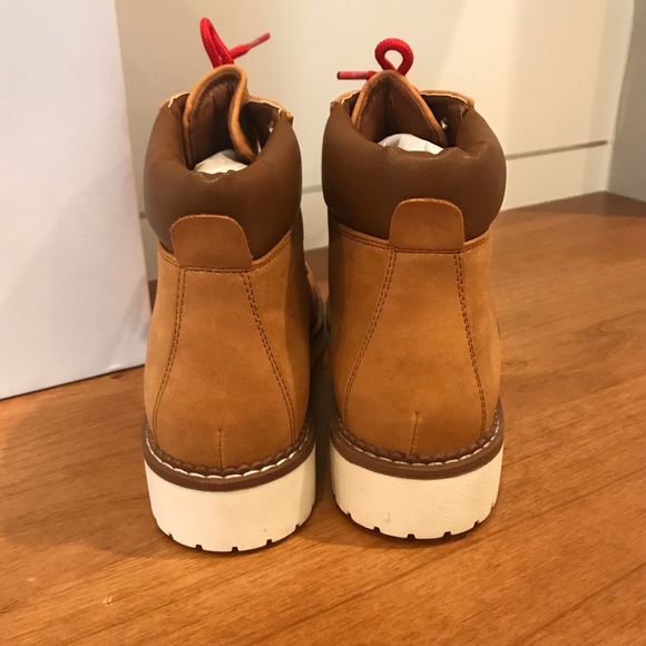 STEVE MADDEN Cognac Nubuck Red Lace Up Hiking Boot - Picture 6 of 8